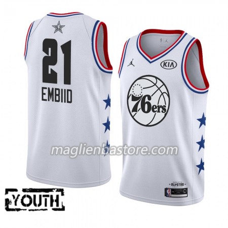 Maglia Philadelphia 76ers Joel Embiid 21 2019 All-Star Jordan Brand Bianco Swingman - Bambino